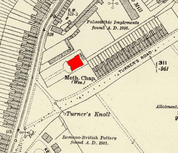 The 1911 chapel shown on an Ordnance Survey map of 1924